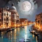 Moonlit Gondola Ride Art Print