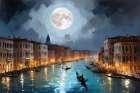 Moonlit Gondola Coastal Print
