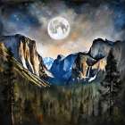 Moonlit Mountain Night Art Print