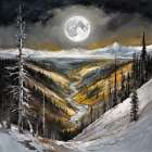 Moonlit Mountain Pass Art Print