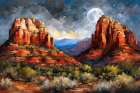 Moonlit Mountain Range Art Print