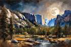 Moonlit Mountain Reserve Art Print