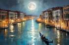 Moonlit Night On The Canal Art Print