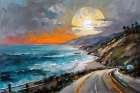 Moonlit Oceanside Highway Art Print