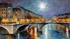 Moonlit Paris Reflections Art Print