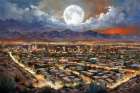 Moonlit Urban Dreamscape Art Print
