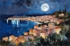 Moonlit Village Art Print