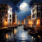 Night Canal Coastal Print