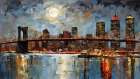 Nighttime Cityscape Coastal Print