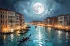 Nighttime Gondola Ride Coastal Print