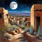 Nighttime Village Art Print