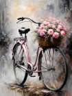 Pink Bicycle With Flowers Art Print