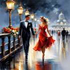 Rainy Night Embrace I Art Print