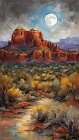 Red Rock Desert Night Art Print