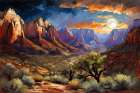 Serene Mountain Range Art Print