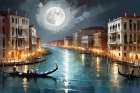 Serene Night On The Canal Coastal Print