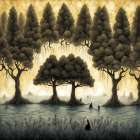 Shadowy Trees Art Print