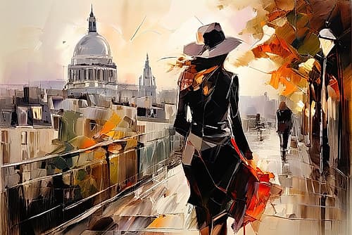 Sunny City Stroll Abstract Art Print