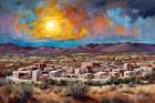 Sunset In Desert Town Art Print