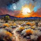Sunset In Desert Art Print
