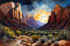 Sunset On Mountains Art Print