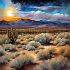 Sunset On The Desert Art Print
