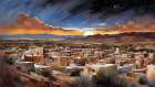 Sunset Over Adobe Houses Art Print