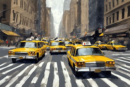 Taxi Rush Hour Architecture Print