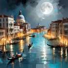 Venice Night Art Print