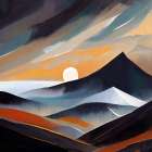 Abstract Mountain Sunset Art Print
