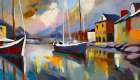 Boat In Harbor Art Print