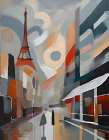 Cityscape In Red Art Print