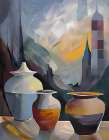 Cityscape Vases Art Print