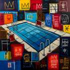 Basquiats Pool Party Art Print