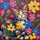 Purrfect Bloom Art Print