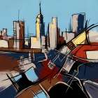 Waterfront Cityscape I Art Print