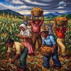 Harvesting the Corn Art Print