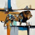 Linear Lion Art Print