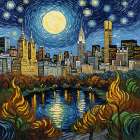 Starry Skyline Art Print