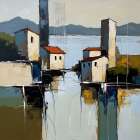 Waterfront Village Art Print