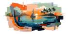 Palm Sunset Art Print