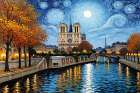 Midnight over Notre Dame Art Print