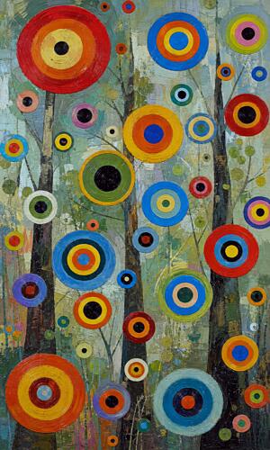 Autumn Rings and Birch Trunks II Art Print