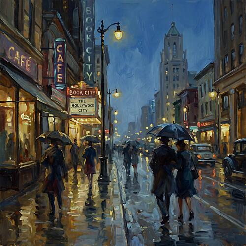 Hollywood Rain Architecture Print