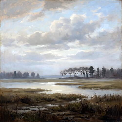 Morning Mist on the Tidal Flat Art Print