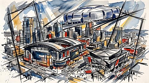 Phoenix Sports Town Architecture Print