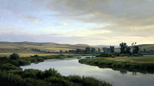 River Slough in Montana Hills Art Print
