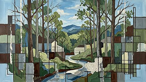River Through the Forest Grid Art Print