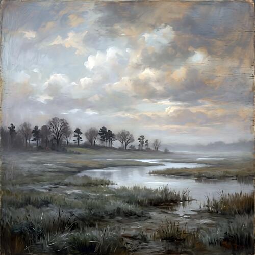Salt Marsh Landscape at Morning Art Print