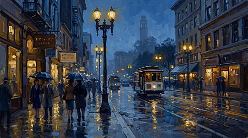 San Francisco Night Architecture Print